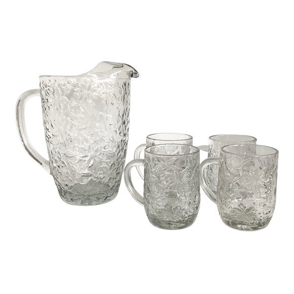 Princess House Fantasia Clear Glass Coffee Tea Egg Nog Mug Set Of Four VTG EUC - Picture 4 of 12